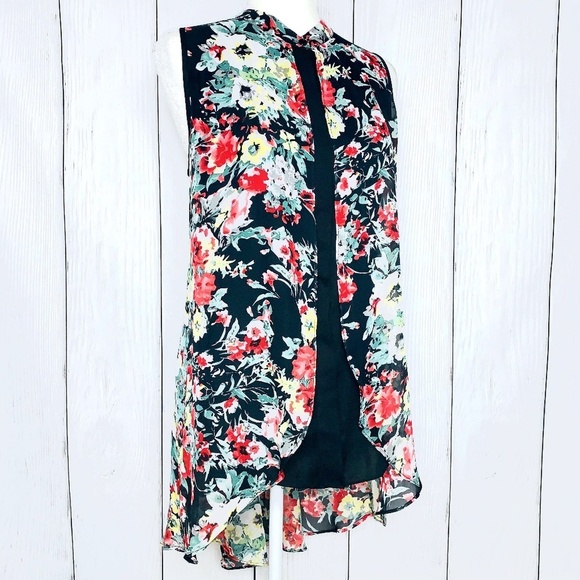 Merchant Floral & Black High Low Long Blouse - Picture 2 of 3